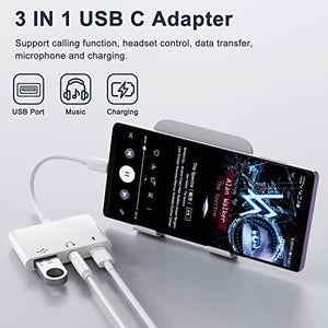 محول يدعم منافذ متعددة ‏ adapter-amUWECAN USB C to USB Adapter, 3 in 1 USB C to USB A OTG Adapter with 3.5mm Headphone Audio Jack and 60W PD Fast Charging Port, USB-C Splitter Compatible with Most Type-C Phones, iPad Pro, Laptops