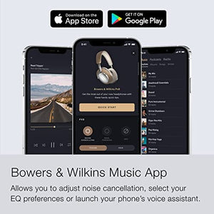 سماعات رأس لاسلكية Bowers & Wilkins Px8 Over-Ear Wireless Headphones, Advanced Active Noise Cancellation, Compatible with B&W Android/iOS Music App, Premium Design, Offers 7-Hour Playback on 15-Min Quick Charge, Tan