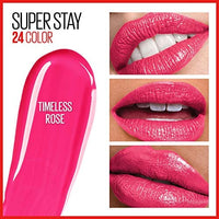 مكياج أحمر الشفاه السائل من مايبيلين لون عالي التصبغ يدوم طويلاً مع بلسم مرطب Maybelline Super Stay 24, 2-Step Liquid Lipstick Makeup, Long Lasting Highly Pigmented Color with Moisturizing Balm, Pink Goes On, Neon Pink, 1 Count