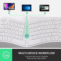 لوحة مفاتيح لاسلكية مريحة ومقسمة مع مسند راحة يد DeLUX Wireless Ergonomic Split Keyboard with Cushioned Palm Rest Against Carpal Tunnel, [Standard Ergo] Keyboard Series, Multi-Device Connection, Compatible with Windows, Mac OS (GM901D-White)