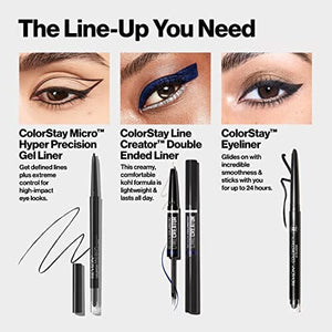 محدد عيون جل من ريفلون Gel Eyeliner by Revlon, ColorStay Micro Hyper Precision Eye Makeup with Built-in Smudger, Waterproof, Longwearing with Micro Precision Tip, 214 Black, 0.01 Oz