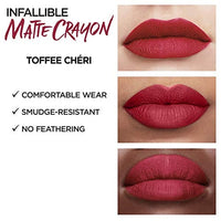 قلم تلوين الشفاه من لوريال باريس إنفاليبل غير لامع L'Oreal Paris Infallible Matte Lip Crayon, Toffee Cheri (Packaging May Vary)