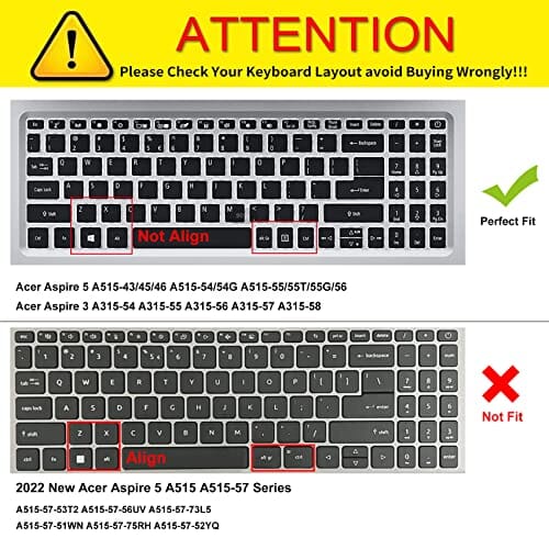غطاء لوحة مفاتيح رفيع للغاية  CaseBuy Ultra Thin Keyboard Cover Skin for Acer Aspire 5 Slim Laptop 15.6" A515-45 A515-56 A515-46 A515-43 A515-54 A515-54G A515-55 A515-55T/55G, Acer Aspire 3 A315-54/55/56/57/58 Keyboard Cover, TPU
