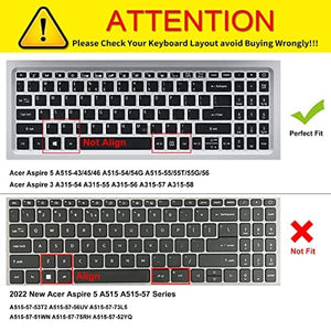 غطاء لوحة المفاتيح لأجهزة الكمبيوتر المحمول Keyboard Cover for Acer Aspire 5 Slim Laptop 15.6 inch A515-45 A515-46 A515-43 A515-44 A515-55 A515-55T A515-55G A515-56 A515-54 A515-54G, Acer Aspire 3 A315-54/55/56/57/58 Keyboard Accessories, Black