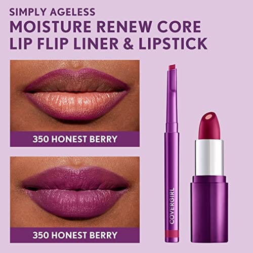 قلم تحديد الشفاه سيمبلي إيجليس من كوفرجيرل COVERGIRL Simply Ageless Lip Flip Liner, Honest Berry, Pack of 1