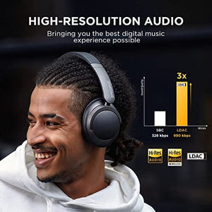 سماعات رأس مانعة للضوضاء النشطة  1 MORE SonoFlow Active Noise Cancelling Headphones, Bluetooth Headphones with LDAC for Hi-Res Wireless Audio, 70H Playtime, Clear Calls, Preset EQ Via App