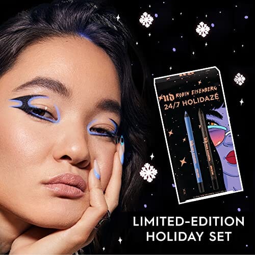 مجموعة هدايا عيد قلم تحديد العيون URBAN DECAY Robin Eisenberg 24/7 Holidaze Eyeliner Pencil Holiday Gift Set - Includes 2 Exclusive Shades in Lunar Landing (Periwinkle Matte) & Snow and Stars (Black Glitter) - Cruelty Free & Vegan