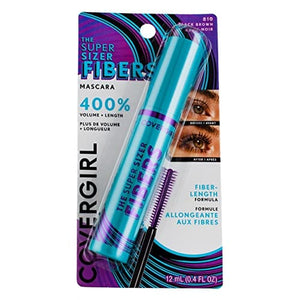 ماسكارا الألياف فائقة الحجم باللون الأسود والبني COVERGIRL The Super Sizer Fibers Mascara Black Brown .35 fl. oz. (Pack of 2)