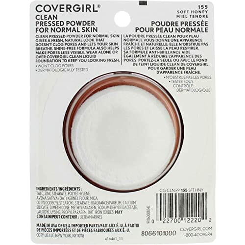 مسحوق نظيف مضغوط ناعم بالعسل 155 0.39 أونصة (عبوة واحدة) CoverGirl Clean Pressed Powder, Soft Honey 155, 0.39 oz (1 Pack)