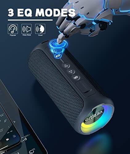 مكبر صوت لاسلكي محمول Bluetooth Speakers, Ortizan 40W Loud Stereo Portable Wireless Speaker, IPX7 Waterproof Shower Speakers with Deep Bass/LED Light/30H Battery/TF Card/AUX, True Wireless Stereo Speaker for Indoor&Outdoor