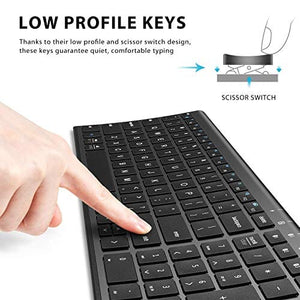 لوحة مفاتيح بلوتوث لاسلكية قابلة لإعادة الشحن iClever BK10 Bluetooth Keyboard, Wireless Bluetooth Keyboard, Rechargeable Bluetooth 5.1 Multi Device Keyboard with Number Pad Full Size Stable Connection for Mac, Windows, iOS, Android, Laptop