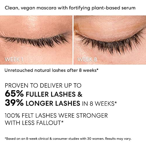 ماسكارا سوداء مملوءة بمصل القوة والطول من بار مينيرالز مع مصل رموش نباتي bareMinerals Strength & Length Serum-Infused Black Mascara with Plant-Based Lash Serum, Lengthens, Lifts + Defines Lashes for Healthier Lashes, Vegan