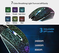 ماوس ألعاب لاسلكي فأرة كمبيوتر بصري قابل لإعادة الشحن TENMOS M2 Wireless Gaming Mouse, Silent Rechargeable Optical USB Computer Mice Wireless with 7 Color LED Light, Ergonomic Design, 3 Adjustable DPI Compatible with Laptop/PC/Notebook, 6 Buttons (Black)