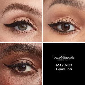 محدد عيون سائل من بار مينيرالز ماكسيميست bareMinerals Maximist Liquid Eyeliner, Highly Pigmented Black Waterproof Eyeliner, Smudge-Proof Wear, Flexible Liquid Eyeliner Pen, Talc-Free, Vegan