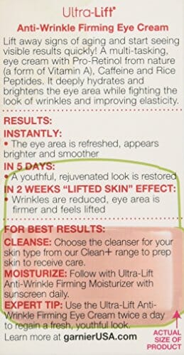 كريم غارنييه ألترا ليفت المضاد للتجاعيد لشد منطقة العين Garnier SkinActive Ultra-Lift Anti-Wrinkle Firming Eye Cream, 0.5 fl. oz.