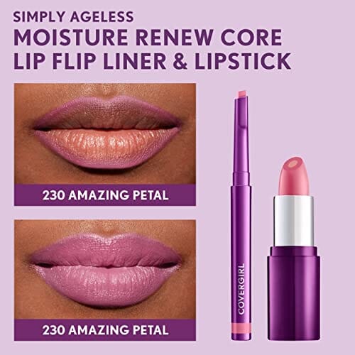 قلم تحديد الشفاه سيمبلي إيجليس من كوفرجيرل COVERGIRL Simply Ageless Lip Flip Liner, Amazing Petal, Pack of 1