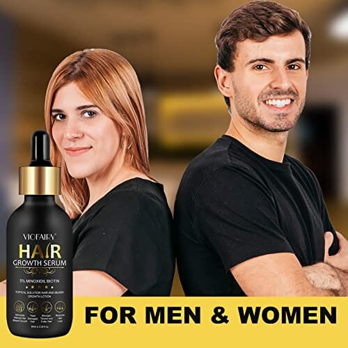 مينوكسيديل سيروم بيوتين لنمو الشعر Minoxidil for Men and Women - Biotin Hair Growth Serum & 5% Minoxidil Treatment for Stronger Thicker Longer Hair – Natural Hair Growth Thickening Treatment - Stop Thinning & Hair Loss -1-Month supply