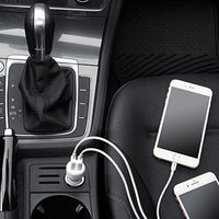 شاحن سيارة يو اس بي ثنائي المنافذ لاجهزة ابل واندرويد AmazonBasics Dual-Port USB Car Charger Adapter for Apple and Android Devices, 4.8 Amp, 24W, White