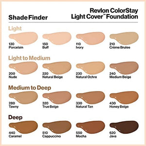 ريفلون كولور ستاي كريم أساس سائل بغطاء خفيف Revlon ColorStay Light Cover Liquid Foundation, Hydrating Longwear Weightless Makeup with SPF 35, Light-Medium Coverage for Blemish, Dark Spots & Uneven Skin Texture, 430 Honey Beige, 1 fl. oz.