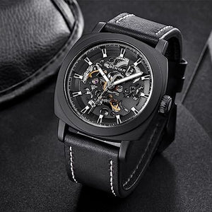 ساعة بينيار رجالية ميكانيكية Benyar Automatic Watches for Men | Skeleton Mechanical Leather Strap Mens Watch | 45mm Dial | 30M Waterproof | Men's Stylish Gift