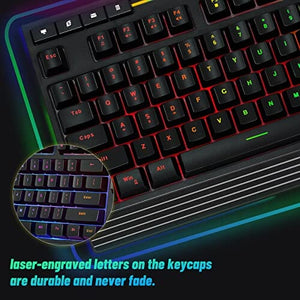 لوحة مفاتيح سلكية للألعاب 104 مفتاح TuparGo Computer Keyboard RGB Backlit USB Wired Gaming Keyboards 104 Keys, 25 Anti-Ghosting Spill-Resistant Mac Keyboard for Desktop and PC, Black