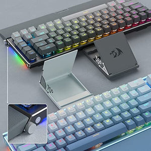 لوحة مفاتيح ميكانيكية من الألومنيوم Redragon K641 PRO 65% Aluminum RGB Mechanical Keyboard, 3-Mode 68 Keys Compact Gaming Keyboard w/ 3.5mm Sound Absorbing Foams, Detachable Wrist Rest, Gradient Keycaps, Upgraded Hot-Swap Socket, Grey