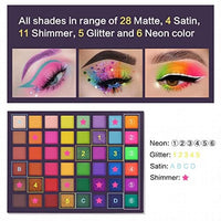 لوحة مكياج ظلال عيون نيون UCANBE EXOTIC FLAVORS Neon Eyeshadow Makeup Palette - 48 Colorful High Pigmented - Rainbow Matte Shimmer Glitter Eye Shadow Make Up Pallet Gift Set