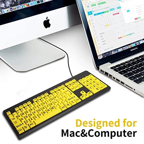 لوحة مفاتيح كمبيوتر مطبوعة كبيرة Adadmei Large Print Computer Keyboard, Wired USB High Contrast Keyboard, Oversized Big Letters Keyboard for Visually Impaired Low Vision Individuals, Seniors, Students, Computer Beginners