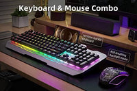 لوحة مفاتيح ألعاب وماوس كومبو AULA Gaming Keyboard and Mouse Combo, RGB Backlit Computer Keyboard and Gaming Mouse, Wired Gaming Keyboard Set for Windows PC Gamers
