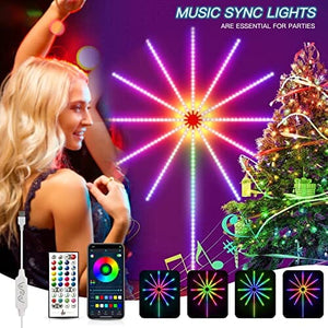 شرائط دزانكين الذكية للألعاب النارية بتقنية البلوتوث Dzanken Smart RGB LED Strips Bluetooth Fireworks Lights with Remote App Control Music Sync Led Lights for Parties Bars Bedrooms