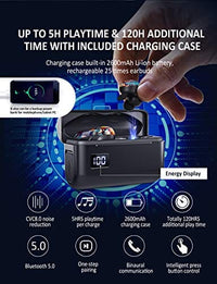 سماعات أذن لاسلكية مقاومة للماء AMINY U-King True Wireless Earbuds Waterproof IPX7 Bluetooth Earbuds Wireless Headphones Bluetooth Headphones,HiFi 5.0 Wireless Earbuds 120Hrs Playing Time with Charging Case-Fireworks