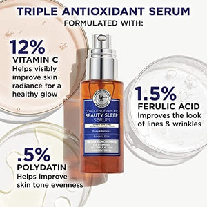 مصل تفتيح ثلاثي مضاد للأكسدة - ترطيب لمدة 24 ساعة  IT Cosmetics Confidence in Your Beauty Sleep Triple Antioxidant Brightening Serum – 24HR Hydration – Anti-Aging – 12% Vitamin C Serum - Fragrance Free – All Skin Types, 1.0 fl. Oz