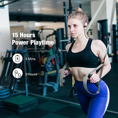 سماعات أذن لاسلكية مع ميكروفون داخل الأذن JOYWISE Bluetooth Headphones, Wireless Headphones 15H Playtime Wireless Earbuds with Mic Stereo in-Ear Earphones, IPX7 Waterproof Sports Headphones Sound Isolation Headsets for Running, Gym, Workout