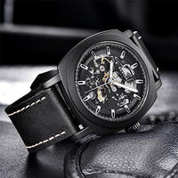 ساعة بينيار رجالية ميكانيكية Benyar Automatic Watches for Men | Skeleton Mechanical Leather Strap Mens Watch | 45mm Dial | 30M Waterproof | Men's Stylish Gift