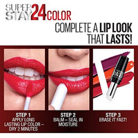 مكياج أحمر الشفاه السائل من مايبيلين لون عالي التصبغ يدوم طويلاً مع بلسم مرطب Maybelline Super Stay 24, 2-Step Liquid Lipstick Makeup, Long Lasting Highly Pigmented Color with Moisturizing Balm, Pink Goes On, Neon Pink, 1 Count