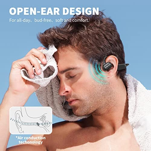 سماعات بلوتوث سماعات أذن مفتوحة CXK Bone Conduction Headphones Bluetooth Earbuds Open Ear Headphones Bluetooth 5.3 Earbuds with 15H Playtime IPX6 Waterproof Wireless Earbuds HD Sound Wireless Earphones