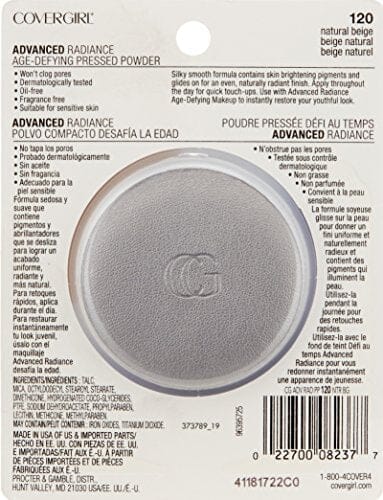 مسحوق مضغوط متطور لمقاومة علامات تقدم السن CoverGirl Advanced Radiance Age-Defying Pressed Powder, Natural Beige 120, 0.39-Ounce Pan (Pack of 2)