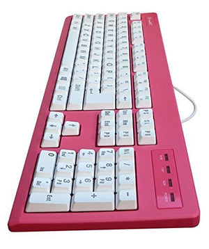 104 مفتاح طباعة كبيرة سلكية 7 أقدام vitalASC 104-Key Large Print USB Wired 7ft, Spill-Resistant, Hot Pink and White, Durable Keyboard for Laptop, Mac, TV, and Computer (Pink)