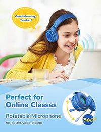 سماعات رأس للأطفال مع ميكروفون للمدرسة الافتراضية iClever HS21 Kids Headphones with Microphone for Virtual School- Rotatable Extendable Mic - 94 dB Volume-Safe Headphones for Kids, Wired Foldable Kids Gaming Headset for PS4/Xbox One/Switch/PC/Tablet