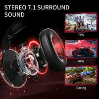 سماعة رأس للألعاب بصوت محيطي مع ميكروفون لإلغاء الضوضاء Tatybo 7.1 Surround Sound Gaming Headset for PC PS4 PS5 Switch, USB & 3.5mm PC Headset with Noise Cancelling Mic