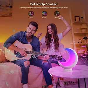 مصباح طاولة ذكي ECOLOR Smart Table Lamp, RGB APP Control Moon Lamp, Small Lamp with Scene Mode and Music Mode, Dimmable Warm White Light Touch Lamps for Bedrooms and Living Room