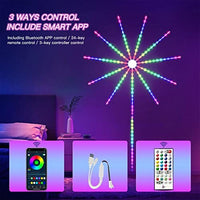 شرائط دزانكين الذكية للألعاب النارية بتقنية البلوتوث Dzanken Smart RGB LED Strips Bluetooth Fireworks Lights with Remote App Control Music Sync Led Lights for Parties Bars Bedrooms