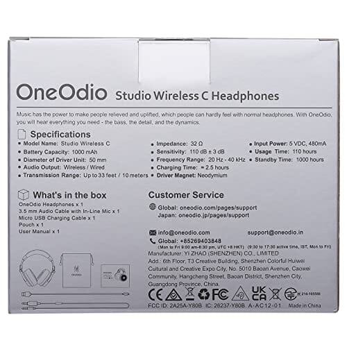 سماعات بلوتوث فوق الأذن لاسلكية / سلكية 110 ساعة صوت ستيريو OneOdio Bluetooth Over Ear Headphones - Wireless/Wired 110 Hrs Stereo Sound Bluetooth Foldable Headsets with Deep Bass 50mm Neodymium Drivers for PC/Phone - Studio Wireless Pro C, Champagne Gold