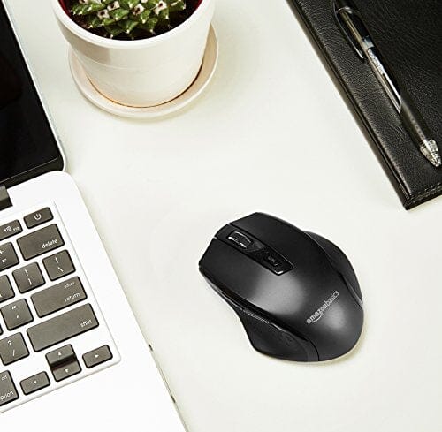 ماوس لاسلكي للكمبيوتر الشخصي Amazon Basics Ergonomic Wireless PC Mouse - DPI adjustable - Black