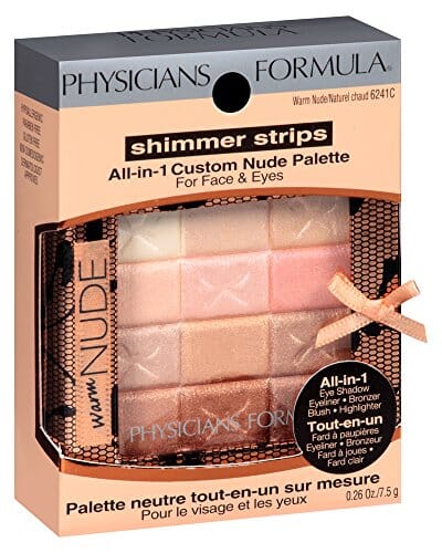 لوحة ألوان فيزيشنز فورميولا شيمر ستريبس نيود الكل في 1 مخصصة للوجه والعيون ودافئ Physicians Formula Shimmer Strips Custom All-in-1 Nude Palette for Face & Eyes Warm Nude