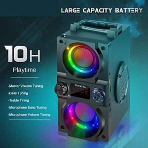 مكبر صوت بلوتوث Bluetooth Speaker, 40W (60W Peak) Portable Wireless Speaker with Colorful Lights, Double Subwoofer Heavy Bass, FM Radio, MP3 Player, Bluetooth 5.0, Loud Stereo Speaker for Home Outdoor Party Camping