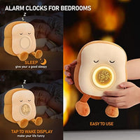 منبهات لطيفة محشوة QANYI Kids Night Light Plushies, Funny Food Toast Bread Plush Cute Stuffed Alarm Clocks for Bedrooms, Cool Bedside Lamp Gifts for Women Kids 6 7 8 9 10 11 Year Old Girls