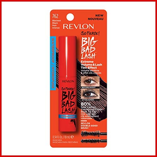 ماسكارا بيج باد لاش REVLON So Fierce! Big Bad Lash Mascara, 762 Waterproof Blackest Black, 0.34 Fl Oz