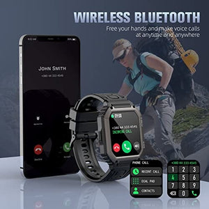 ساعات ذكية عسكرية مزودة بمكالمة بلوتوث ZYCZWL Military Smart Watches for Men with Bluetooth Call(Answer/Dial Calls) Tactical Outdoor Sports Smartwatch for Android and iPhone 5ATM Waterproof Watch with 1.8'' Big Screen Fitness Tracker