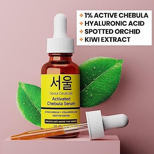 سيولسيوتيكالز مصل شيبولا النشط للوجه SeoulCeuticals Chebula Active Serum For Face - Korean Skin Care Anti Aging Natural K Beauty Skincare with Hyaluronic Acid + Spotted Orchid for Healthy, Youthful Glowing Skin 1oz